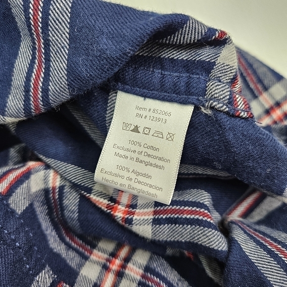 Jachs Girlfriend Shirt Medium Flannel Snap Front Long Sleeve Blue Plaid BEA NWT - Picture 6 of 9